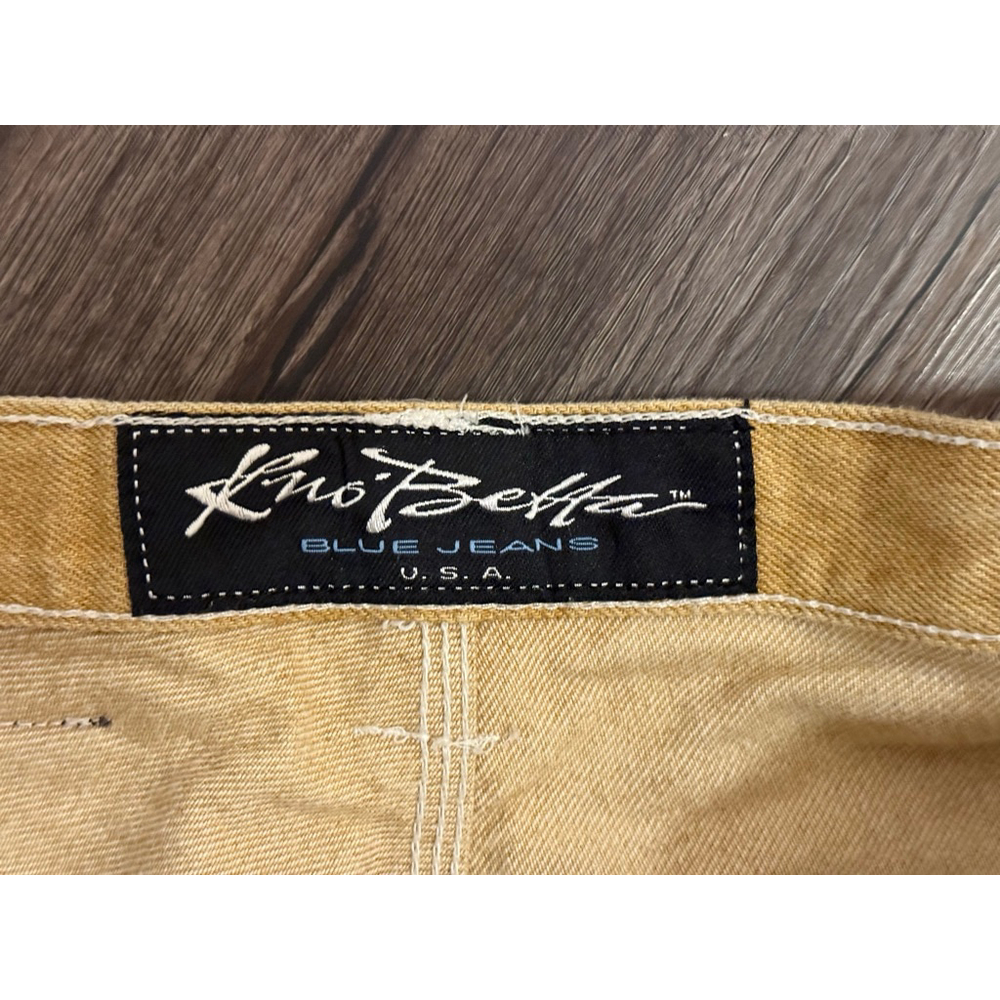 Vtg 90s Kno Betta Carpenter Jeans Men’s Mustard Yellow Baggy Hammer Loop Sz 34 - Picture 5 of 11